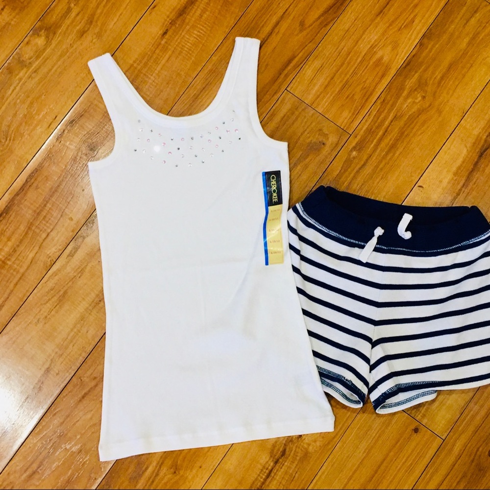 Gap beach summer striped cotton shorts and sequin white tank top — girl … - Picture 3 of 7